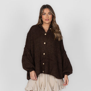 Oversized megztas kardiganas su sagomis
