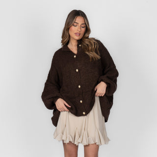 Oversized megztas kardiganas su sagomis