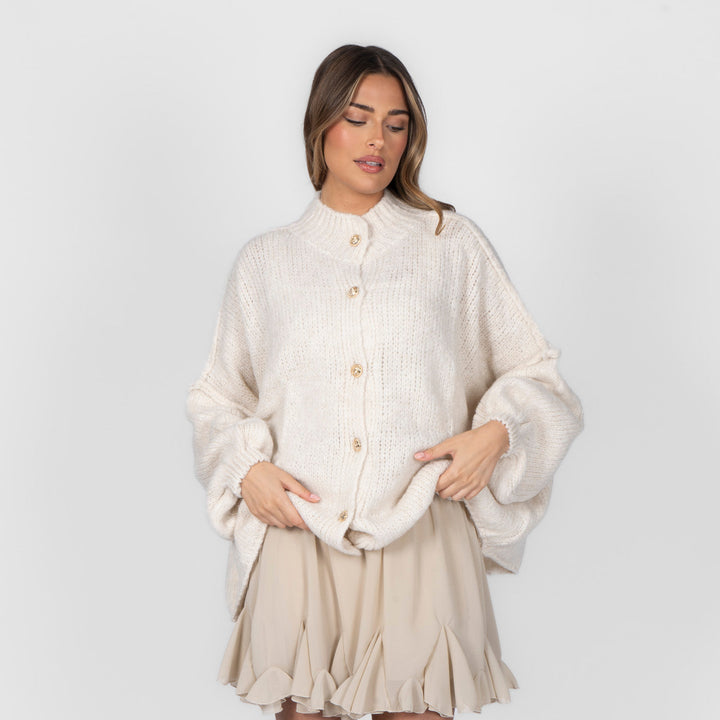 Oversized megztas kardiganas su sagomis