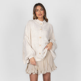 Oversized megztas kardiganas su sagomis