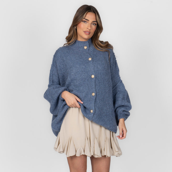 Oversized megztas kardiganas su sagomis
