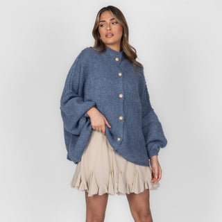 Oversized megztas kardiganas su sagomis