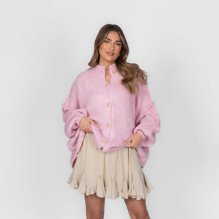 Oversized megztas kardiganas su sagomis