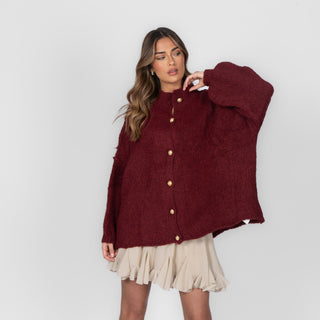 Oversized megztas kardiganas su sagomis