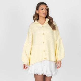 Oversized megztas kardiganas su sagomis