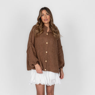 Oversized megztas kardiganas su sagomis