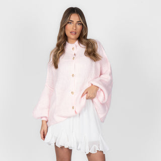 Oversized megztas kardiganas su sagomis