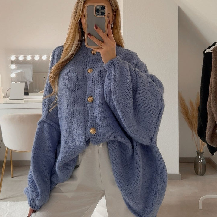 Oversized megztas kardiganas su sagomis