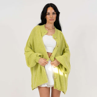 Oversized megztas kardiganas su sagomis
