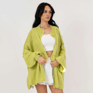 Oversized megztas kardiganas su sagomis