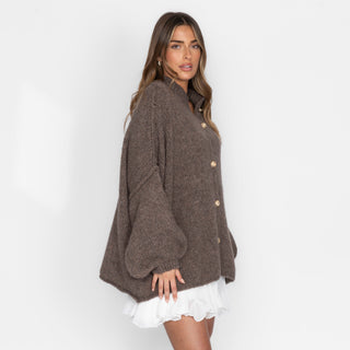 Oversized megztas kardiganas su sagomis